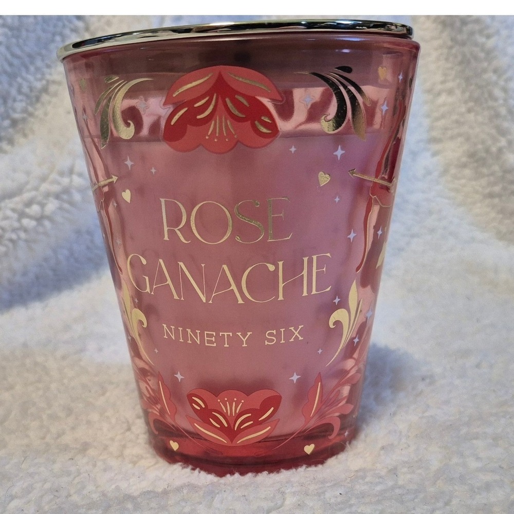 DW Home Ninety Six Rose Ganache Scented Candle 11.4 oz Pink Glass Jar with Lid